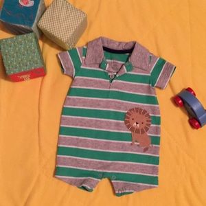 Just one you green and gray short sleeve onesie